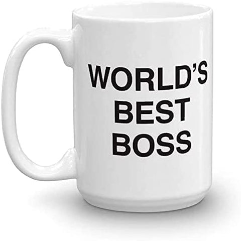 Deoqash Worlds Best Boss Mug front view, ideal office coffee companion.