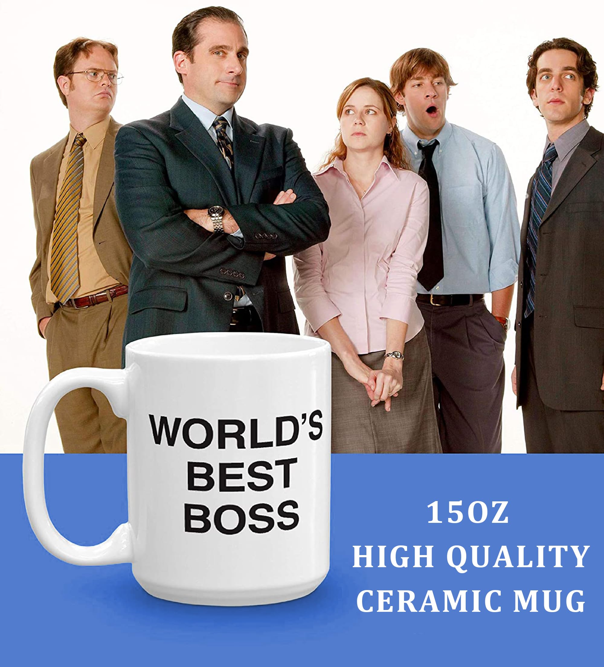 Deoqash Worlds Best Boss Mug handle closeup, easy grip for daily use.