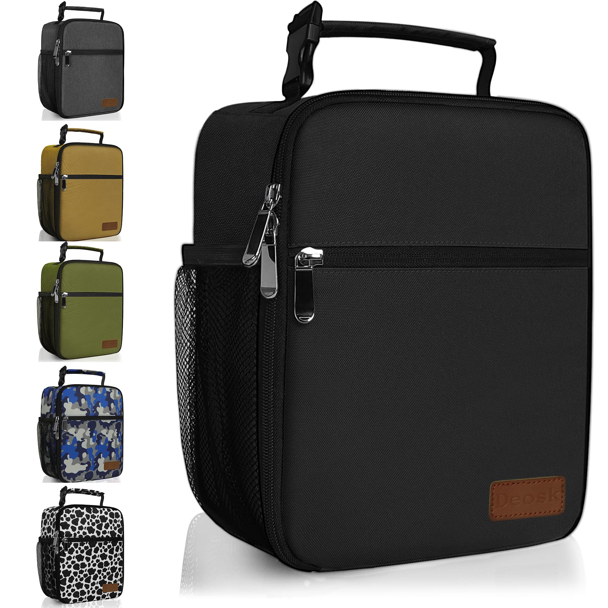 Deosk lunch bag compact black shows portable design for everyday meals on the go.