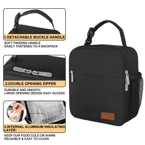 Deosk lunch bag durable material withstands daily use at work, school, and beyond.