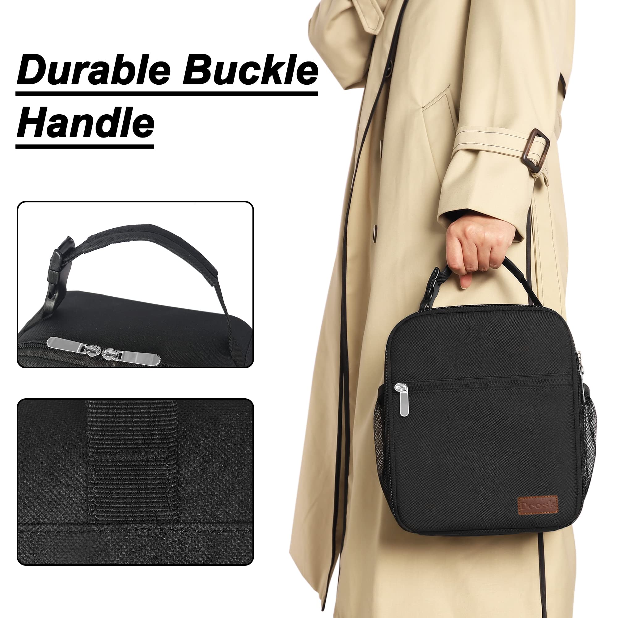 Deosk lunch bag office-use design fits in backpacks and briefcases.