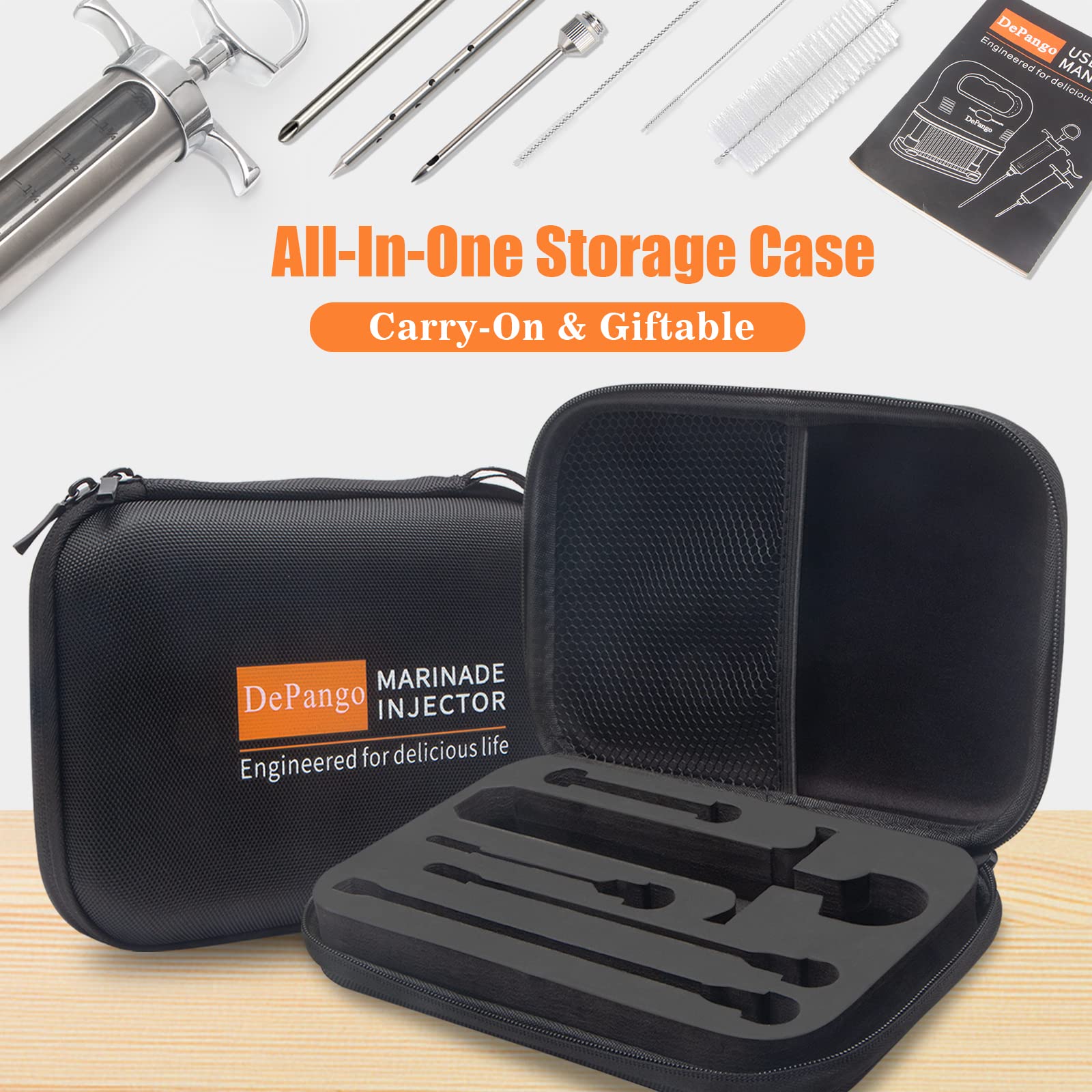 Depango cleaning brushes and O-rings included for thorough maintenance.