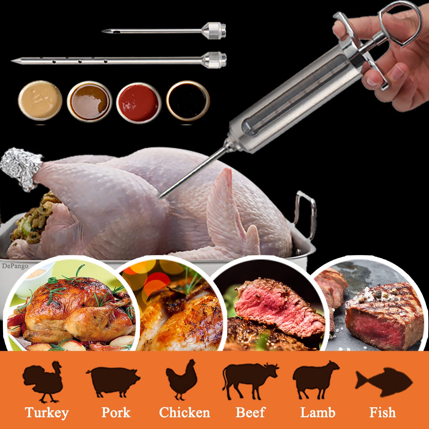 Depango kit suitable for turkey, beef, and pork marinades.