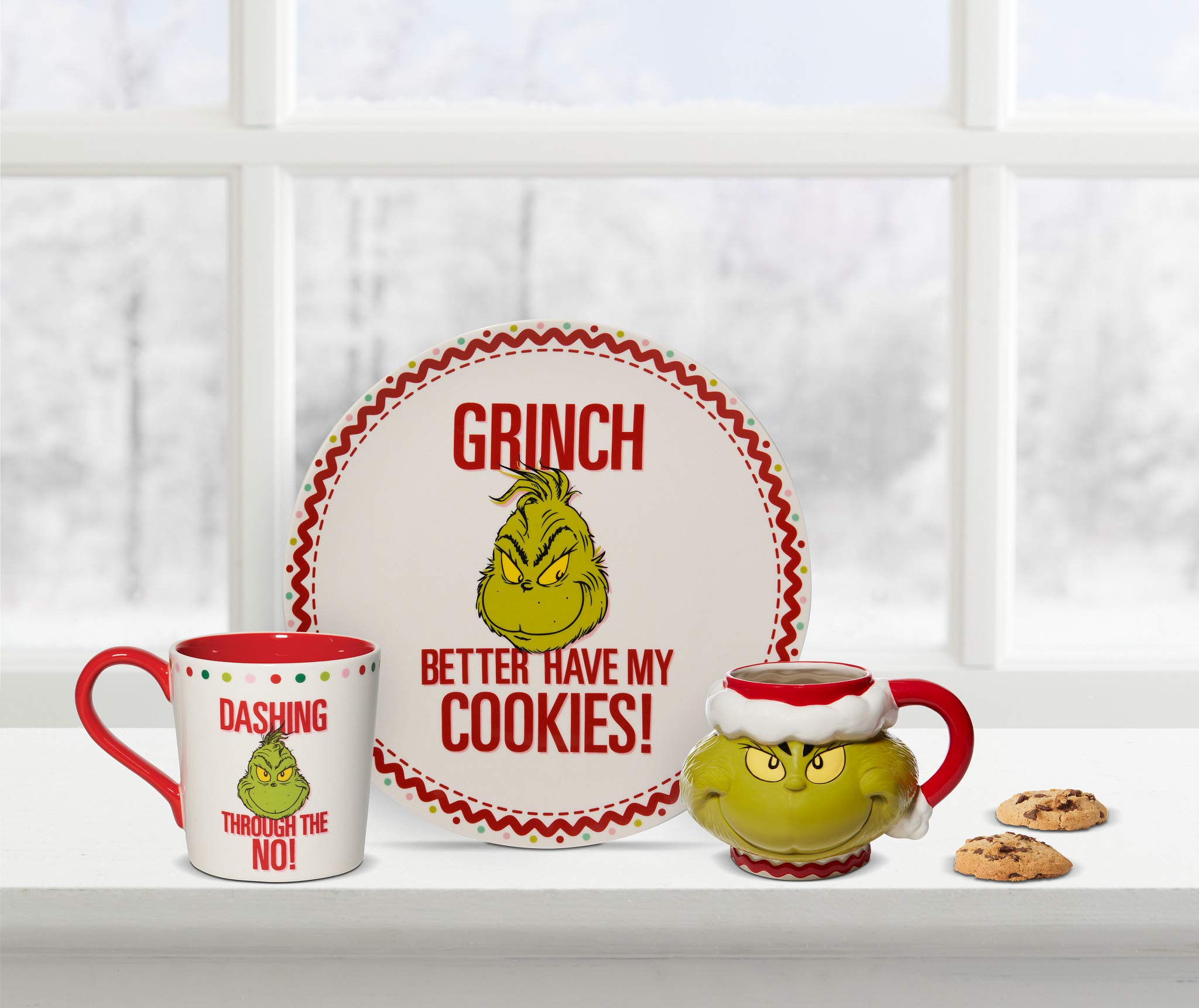 Department 56 Grinch Santa Face mug holds 32 ounces for generous hot beverages.