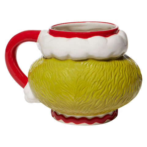 Department 56 Grinch Santa Face mug features hand-painted details for collectible charm.