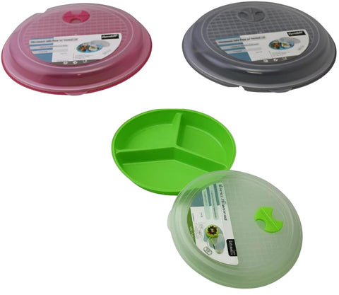 Dependable Essentials vented lids reduce splatter while heating leftovers.