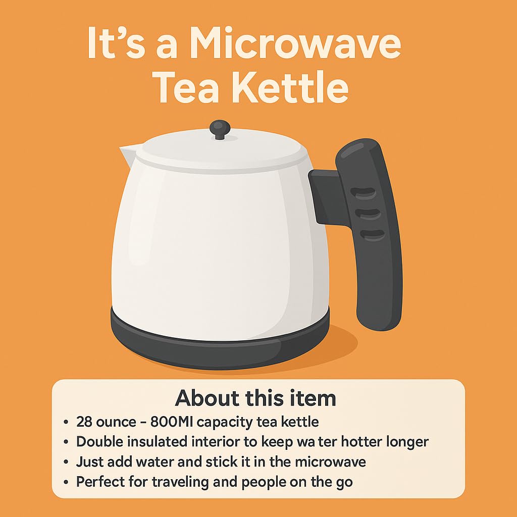 Dependable Essentials Microwave Tea Kettle in action inside a microwave for fast hot water