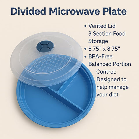 Plate measures 8.75 inches square for standard portions.