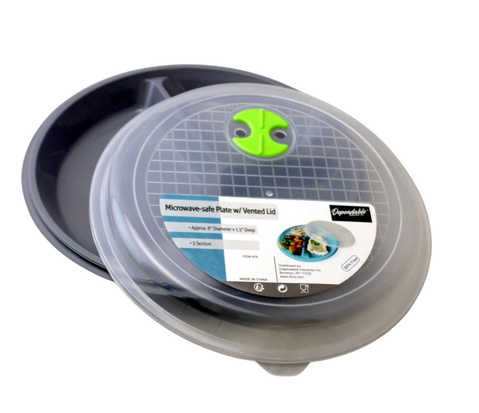 Vented lid close-up showing microwave-ready design for quick, mess-free reheating.