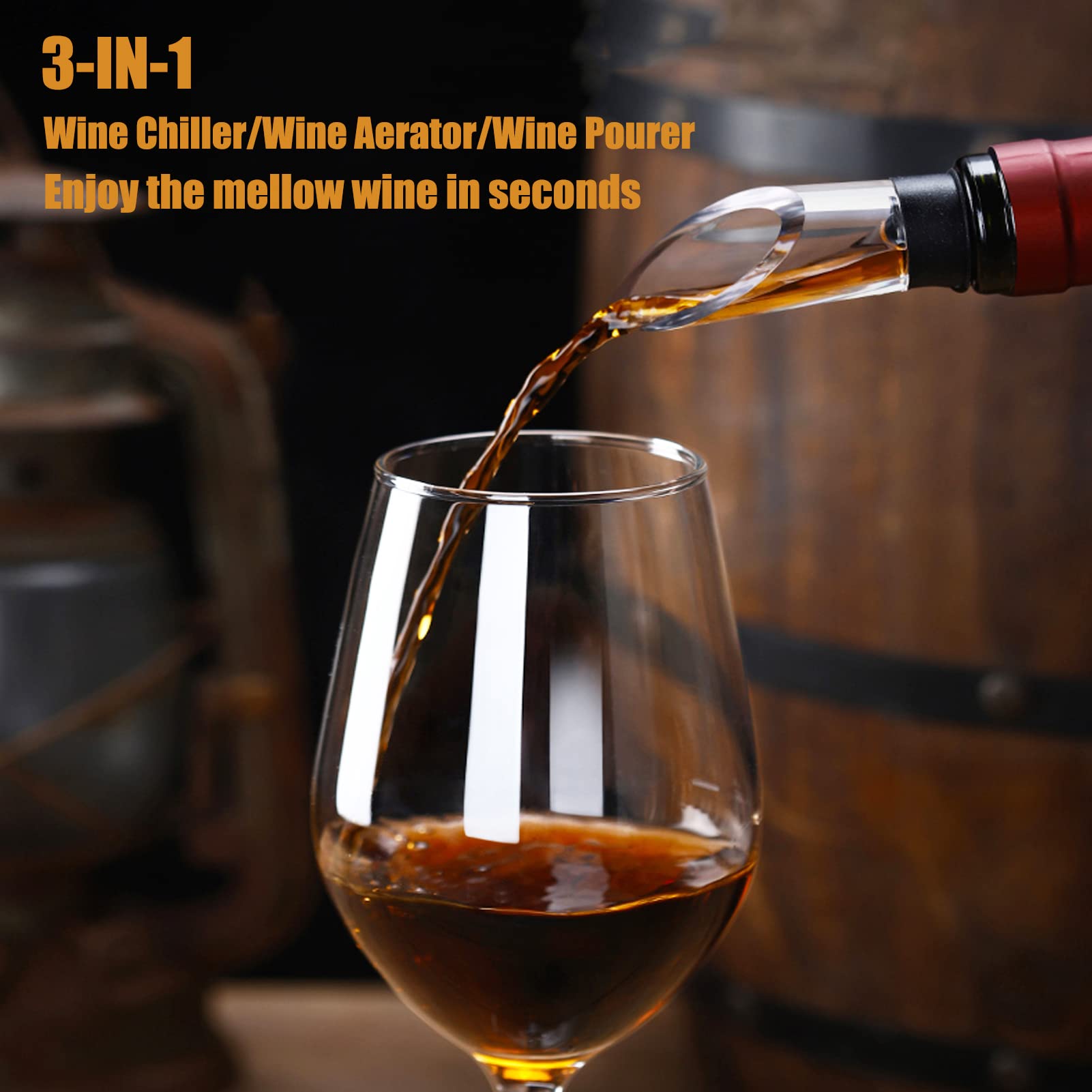 DERGUAM wine aerator pourer enhances aroma with built-in aeration.