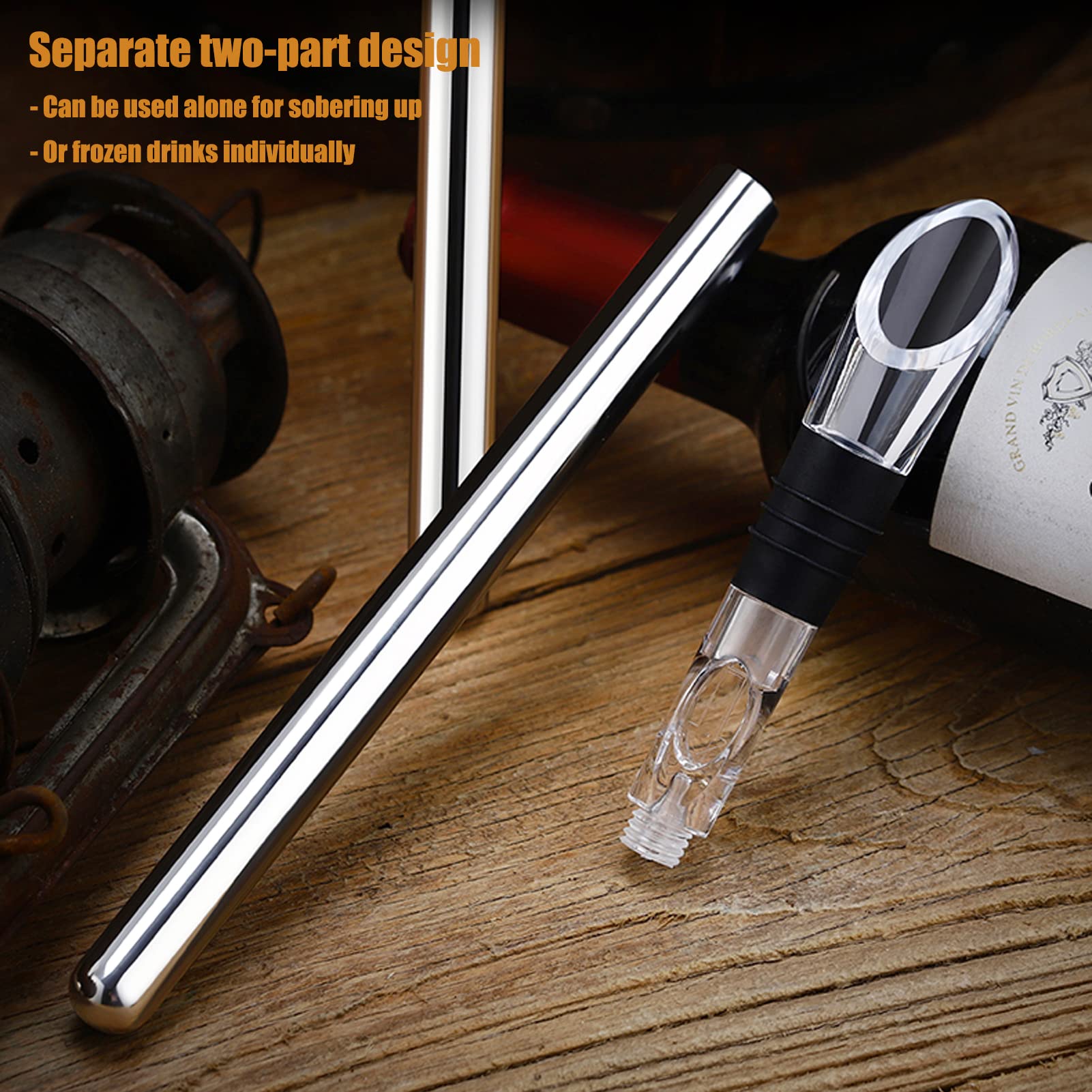 DERGUAM wine chiller in bottle demonstrates fast, portable cooling.