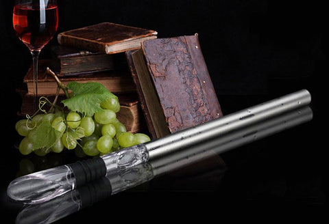 DERNORD wine chiller aerator-pourer enhances aroma during pouring.