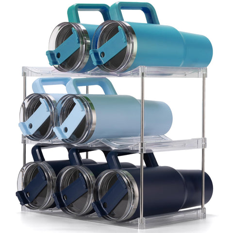 Dersyer stackable tumbler organizer for Stanley 40oz saves cabinet space.