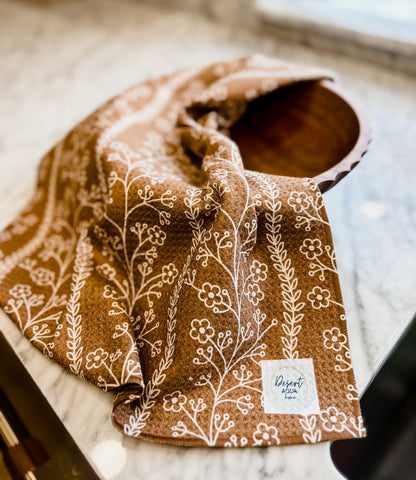 Desert Aqua designer prints in coffee palette for stylish kitchens