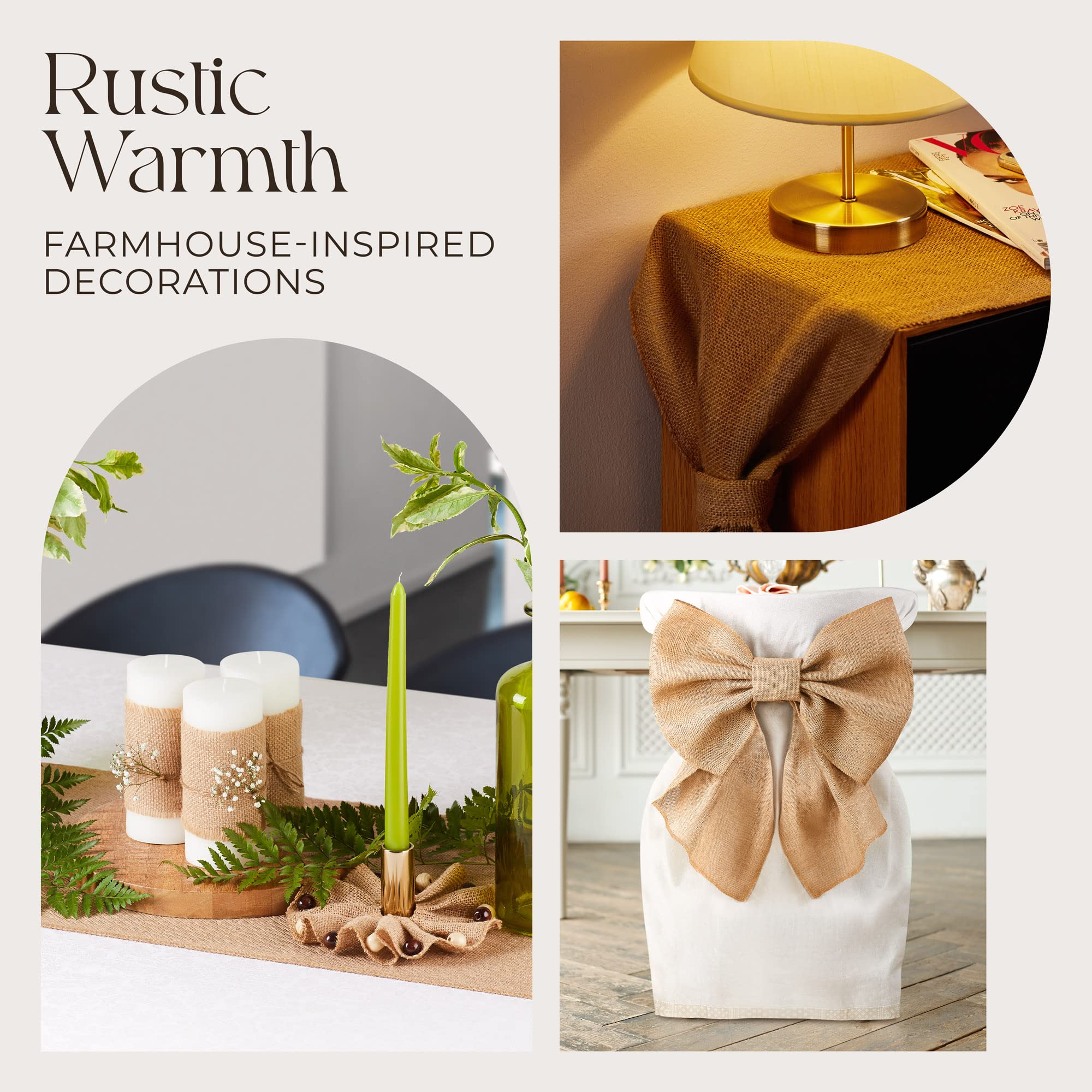 Designer Burlap Table Runner creates inviting centerpieces and placemats