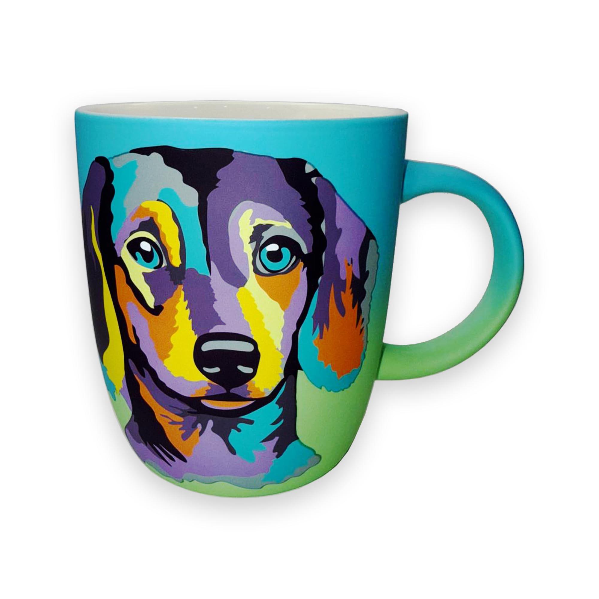 DesirableSip Dachshund blue mug shows heartwarming illustration for dog lovers starting mornings.