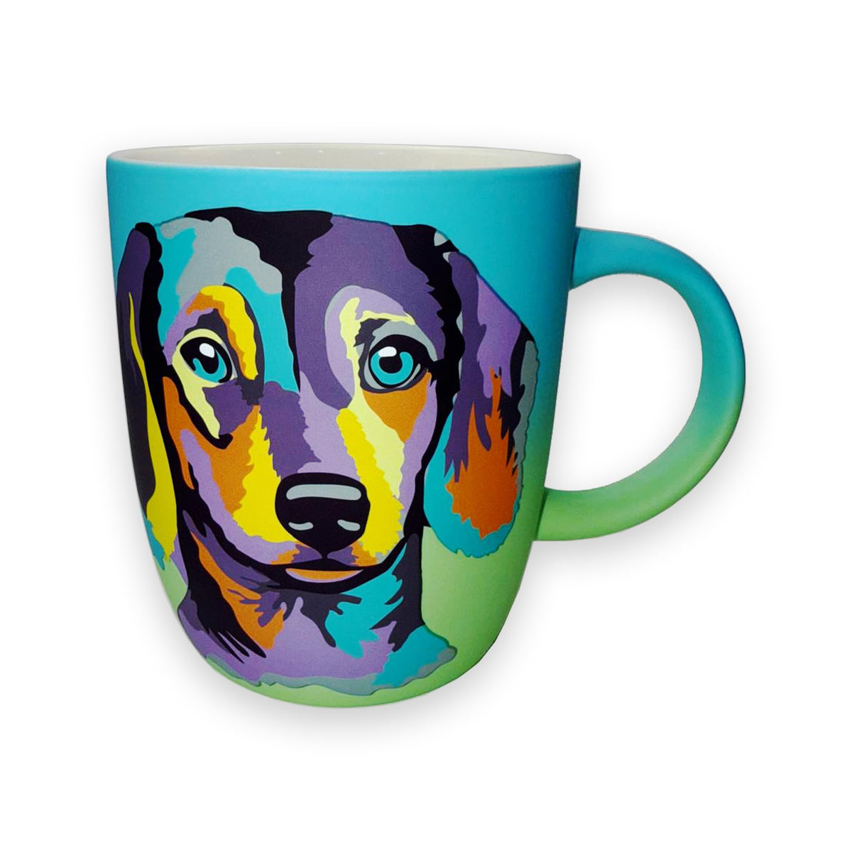 DesirableSip Dachshund blue mug shows heartwarming illustration for dog lovers starting mornings.