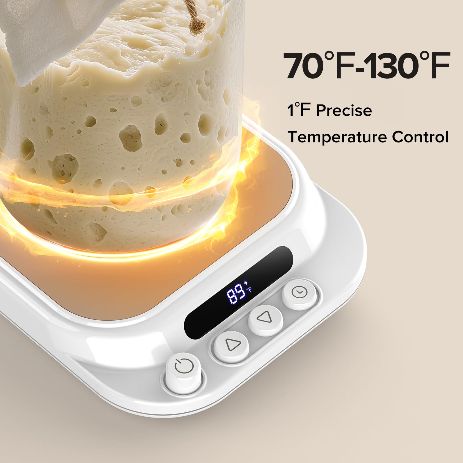 DesirSay warmer temperature scale shows 70–130°F for exact fermentation.