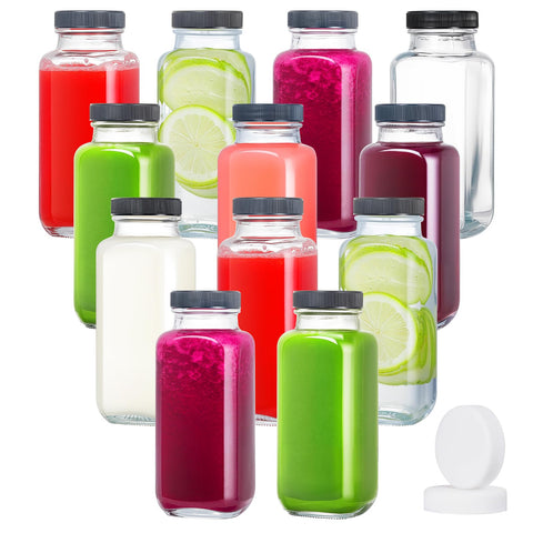 DESIYUE 8oz glass juice bottles show a clear, clean look for fresh juice.
