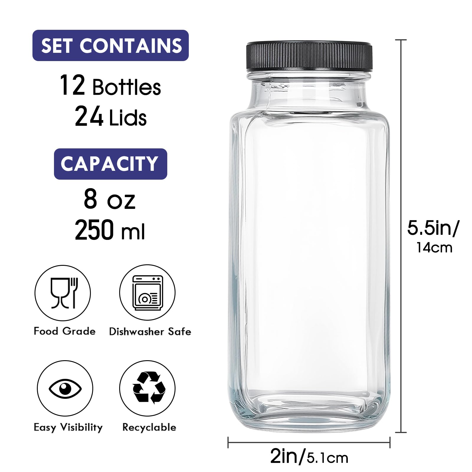 DESIYUE square glass bottles are easy to clean thanks to a compact silhouette.