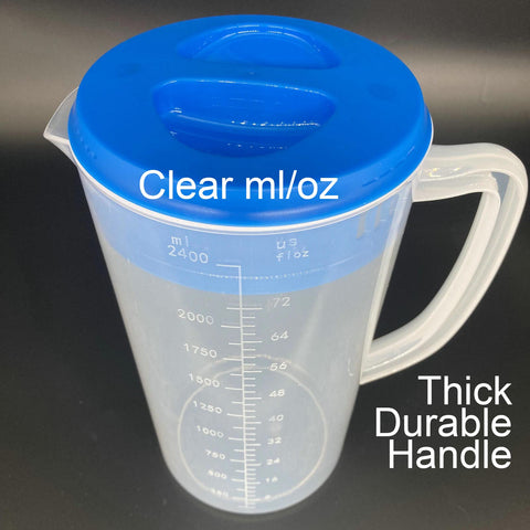 DeSJ oz-ml scale on pitcher helps measure mixes accurately
