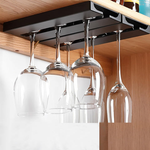 DESONAUT under-cabinet wine glass holder keeps stemware organized and accessible.