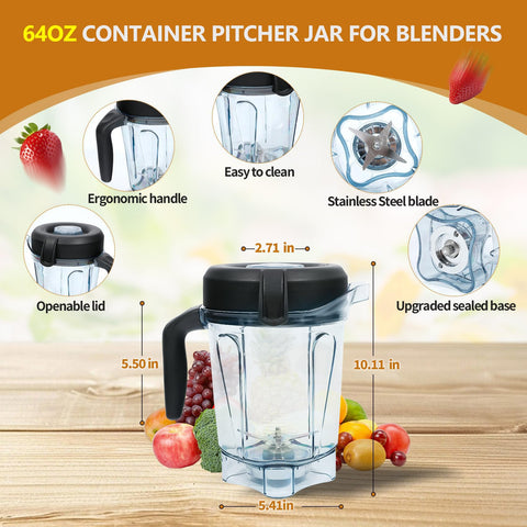 Deuovht blender pitcher low-profile base and seal reduce leaks and noise