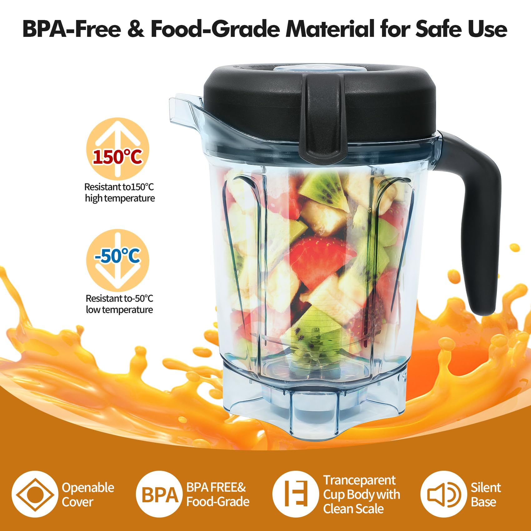 Deuovht blender pitcher in-use with smoothie showing creamy texture