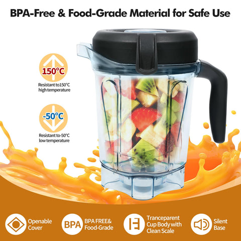 Deuovht blender pitcher in-use with smoothie showing creamy texture