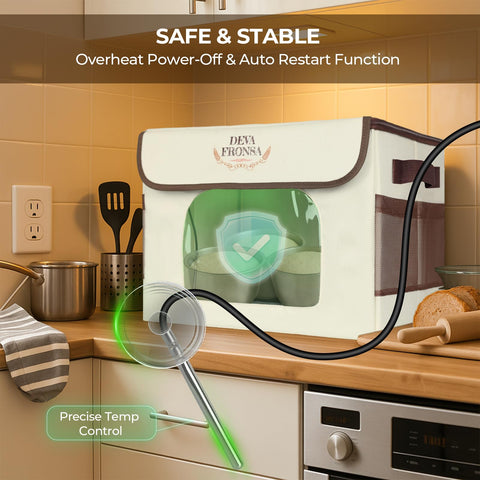 DEVA Fronsa temperature range 50–113°F supports fermentation and warming needs