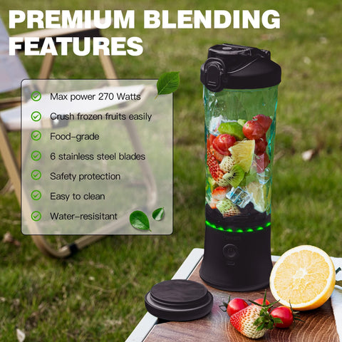 Devan portable blender travel lid enables easy-to-carry smoothies anywhere.