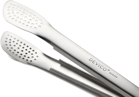 Devico 12-inch stainless steel tongs durable and heat resistant