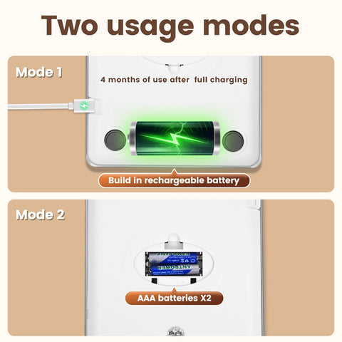Deweywei usb-battery-power-scale supports USB charging or battery power.
