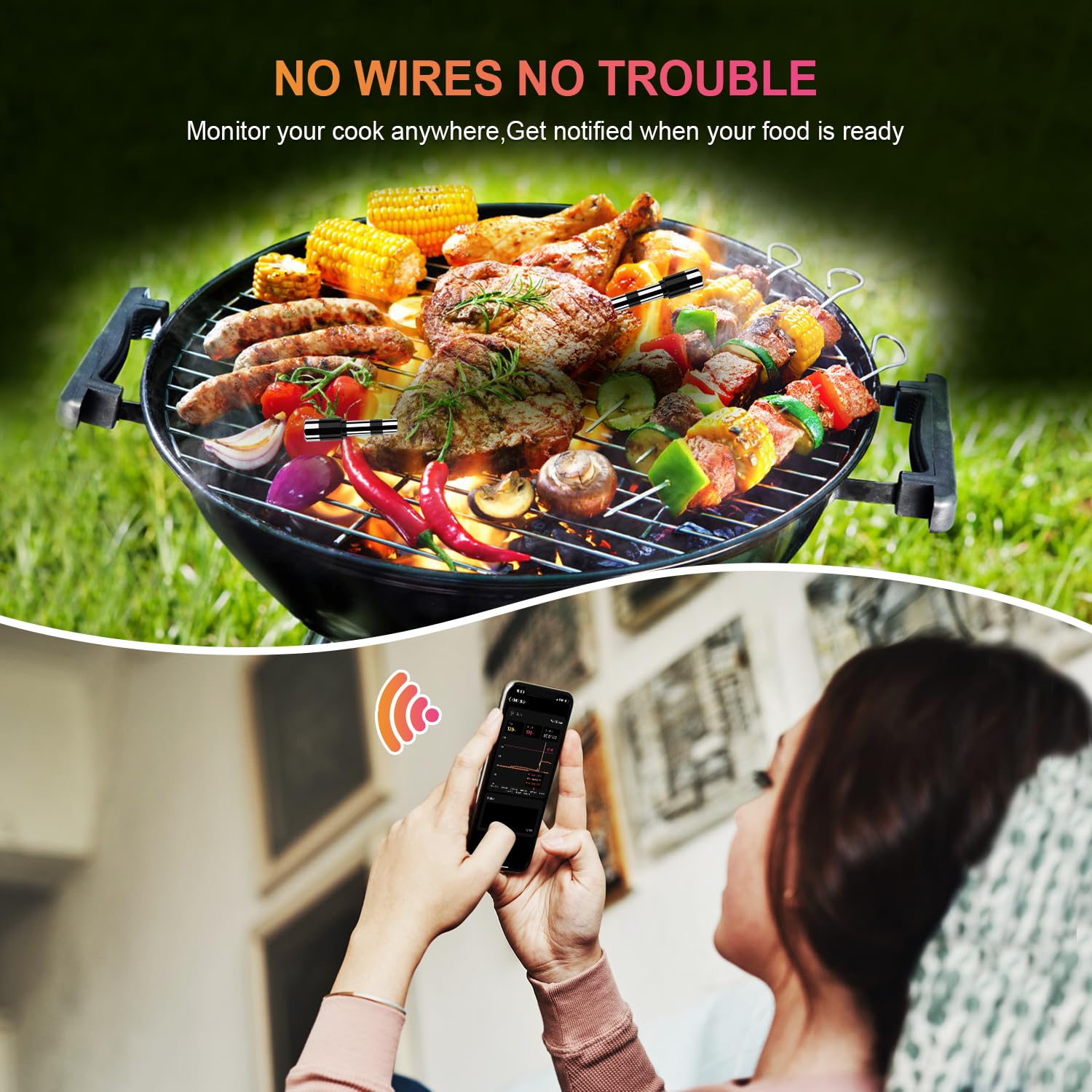 Dewjom app setup demonstrating 500ft range and seamless connection.