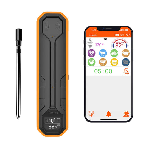 Dewjom wireless thermometer with display for precise cooking at a glance