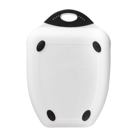 Dexas Chop & Scoop board with non-porous surface for easy cleanup and odor resistance.