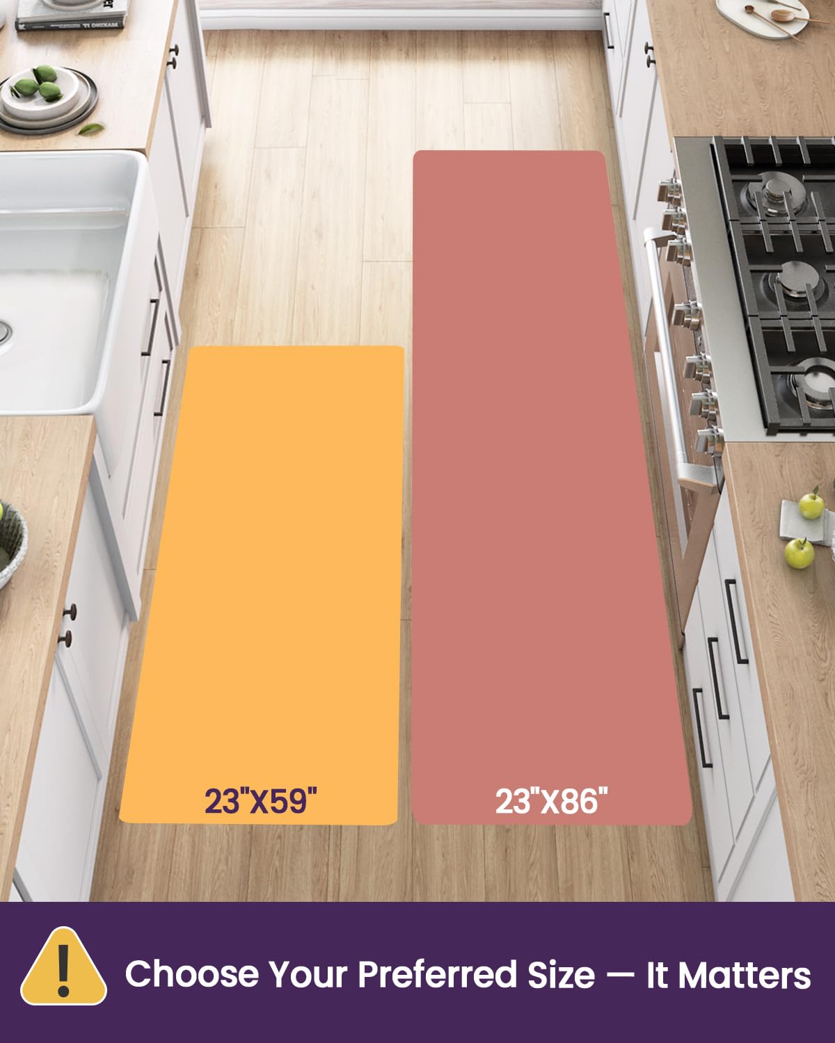 DEXI long runner mat waterproof surface protects floors while cooking or cleaning