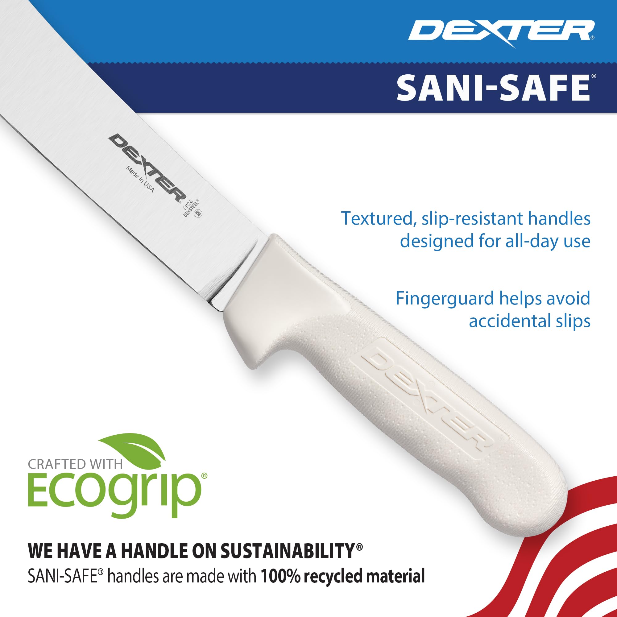 Dexter Outdoors NSF-certified butcher knife meets food safety standards in commercial kitchens.