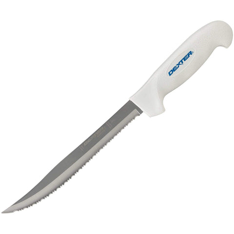 Dexter Outdoors SOFGRIP 8in fillet knife blade close-up showing precision edge for clean filleting
