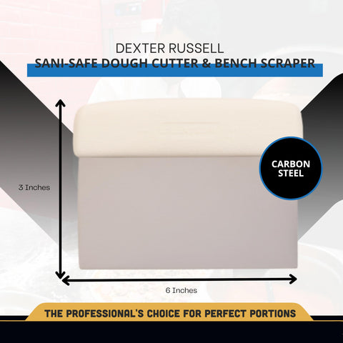 Dexter-Russell 19783 bench scraper in action for dough transfer.