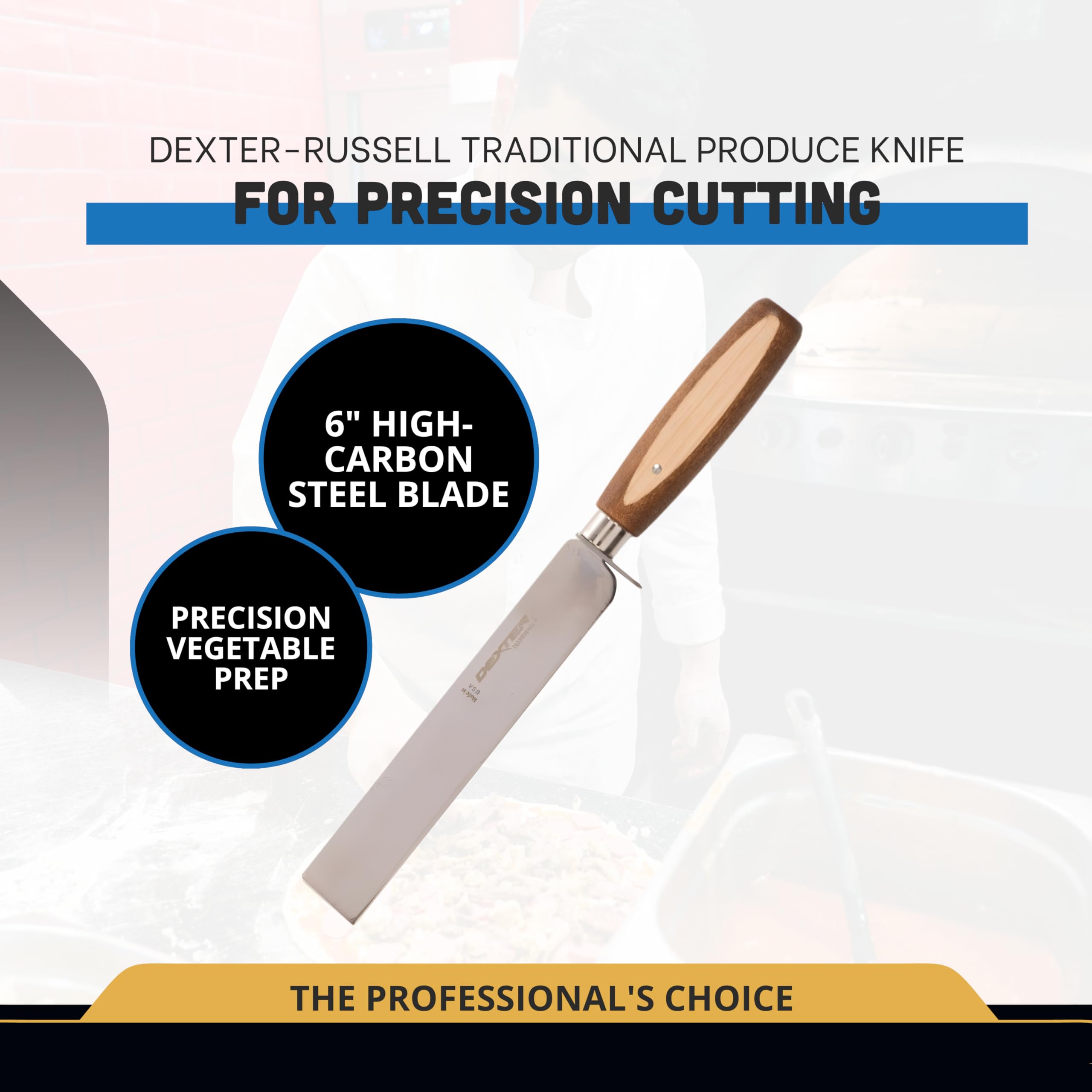 Dexter-Russell 6 inch Produce Knife handle offers ergonomic grip during long prep sessions