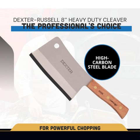 Dexter-Russell cleaver demonstrates bone-cutting capability for dense meat sections