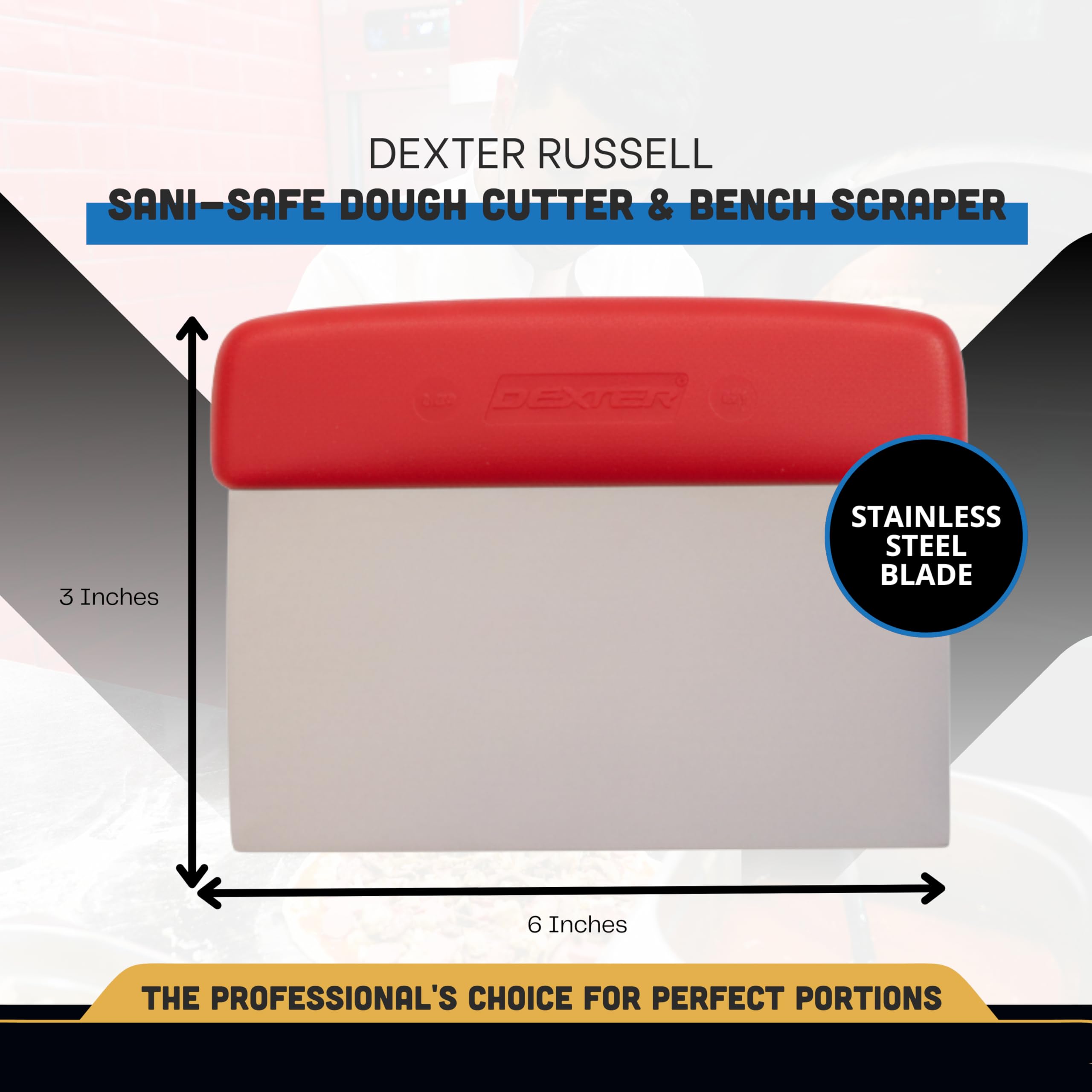 Dexter-Russell 17303R red textured handle provides slip-resistant grip.