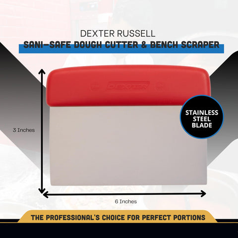 Dexter-Russell 17303R red textured handle provides slip-resistant grip.
