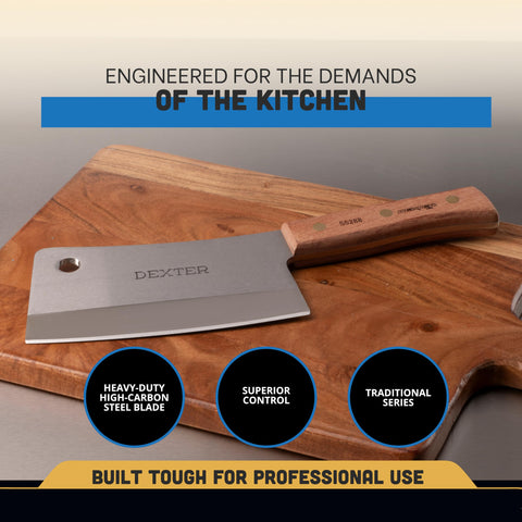 Dexter-Russell high-carbon blade retained with precision-ground edge