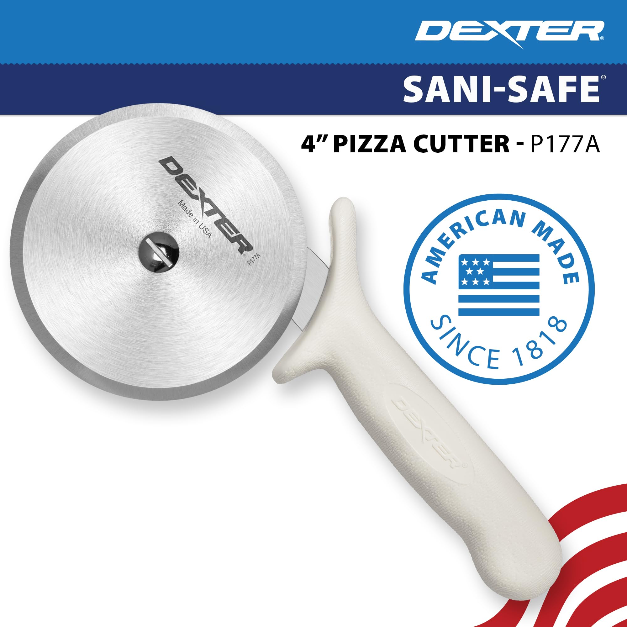 Dexter-Russell P177A-4PCP pizza cutting in action demonstrates smooth motion.
