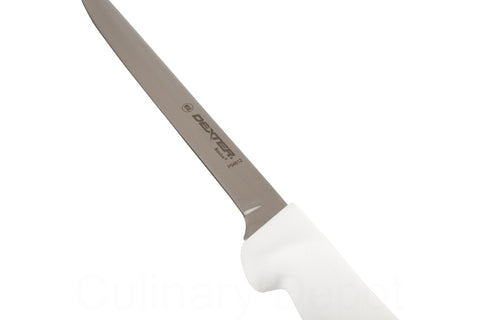 Dexter-Russell P94812 textured handle for slip-resistant grip in wet kitchens.