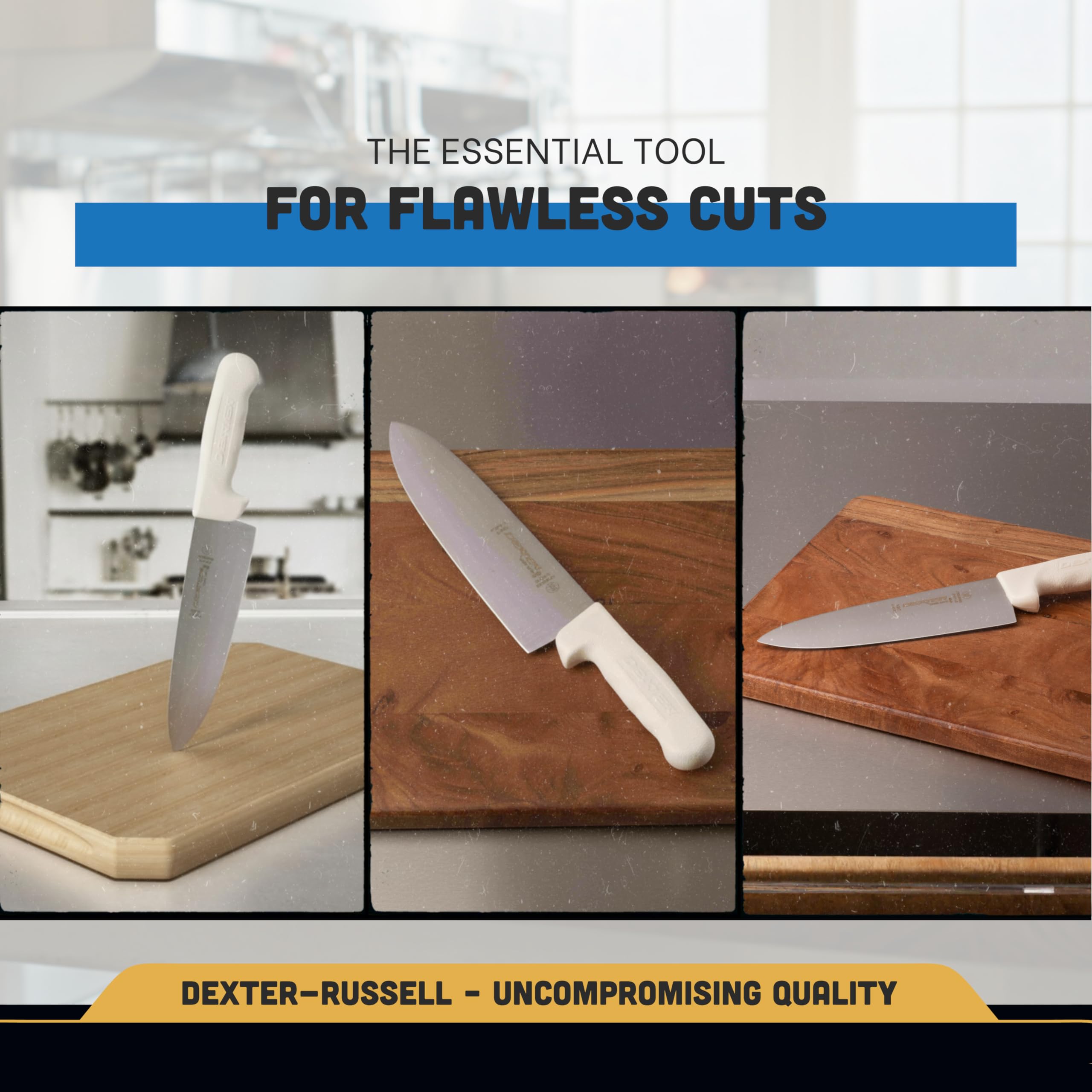 Dexter-Russell S145-10PCP knife held with balance for accurate slicing.