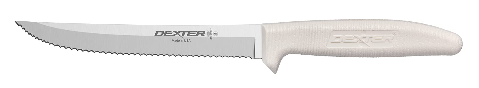 Dexter-Russell Sani-Safe 6-inch scalloped blade for crusts and soft interiors.