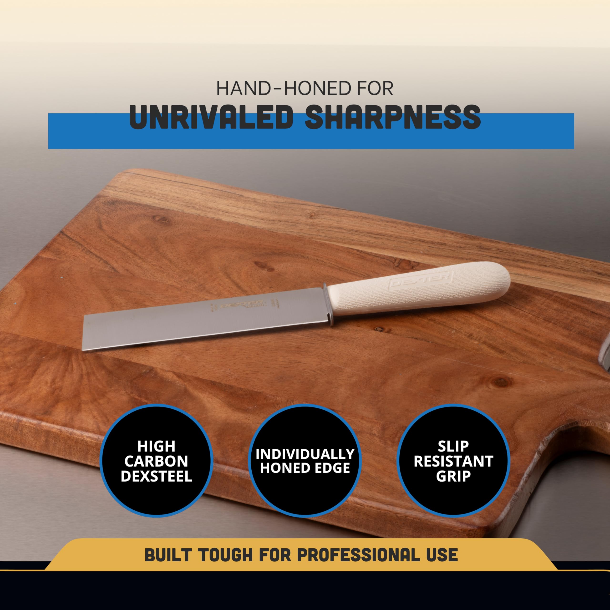 Dexter-Russell Sani-Safe 6in knife in-use slicing vegetables smoothly for efficient prep